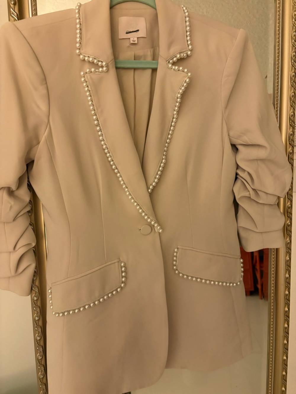 Cinq a Sept Pearl-Trim Cream Women's Blazer Jacket 2